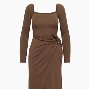 Aritzia Wilfred Saturn Longsleeve Midi Dress Cocoa Bean S